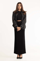 Black Charcoal Denim Button Down Shirt 224-217-018